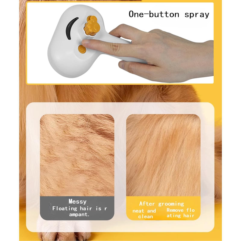 Cat Brush for Shedding Rechargeable Cat Steam Brushes for Indoor Cats Self-Cleaning Pet Grooming Tool for Long and Short Hair Steamy Dog Comb Cat Deshedding Hair Brush, Yellow - PawsPlanet Australia
