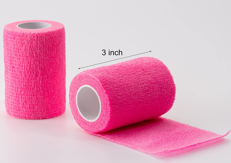 16 Pack Self Adhesive Bandage Wrap 3 inch, Self Sticking Bandage Wrap, Self Adherent for Wrist Ankle Sprains, Vet Wrap for Animals Pet(Pink) Pink - PawsPlanet Australia