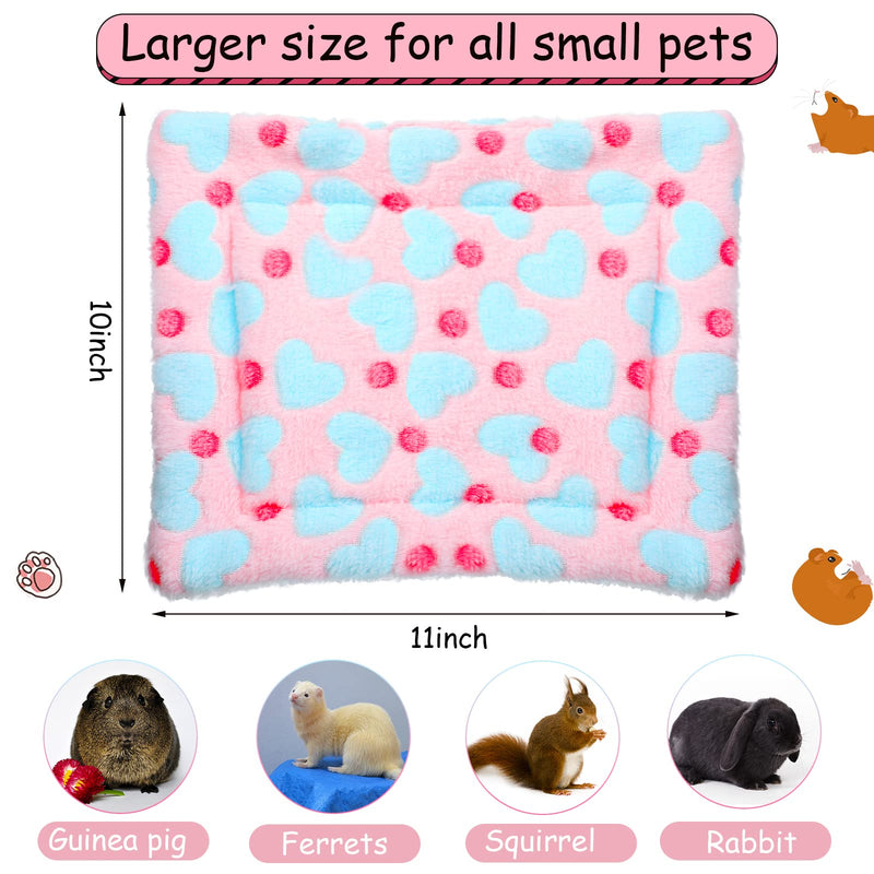 2 Pieces Rat Hammock and Guinea Pigs Soft Blankets Set Ferret Hanging Hammock Small Animal Hammock Guinea Pig Accessories Hamster Mats for Rat Ferret Guinea Pig Squirrel Small Pet(Pink)