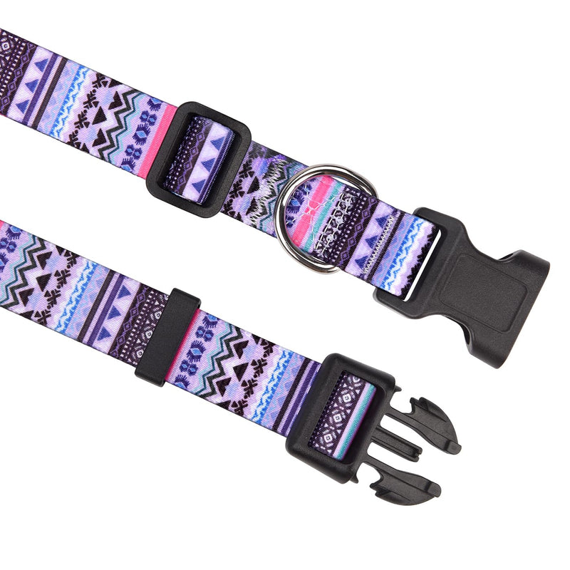 Dog Collar and Leash Set, Adjustable for Small Medium Large Dogs Puppy, Cute Design with Bohemia Floral Tribal Geometric Patterns Boys Girls Dog Collar(Purple Bohemia Set,M) M (Neck 12.9-21.6", Width 3/4") Set Purple Bohemia - PawsPlanet Australia