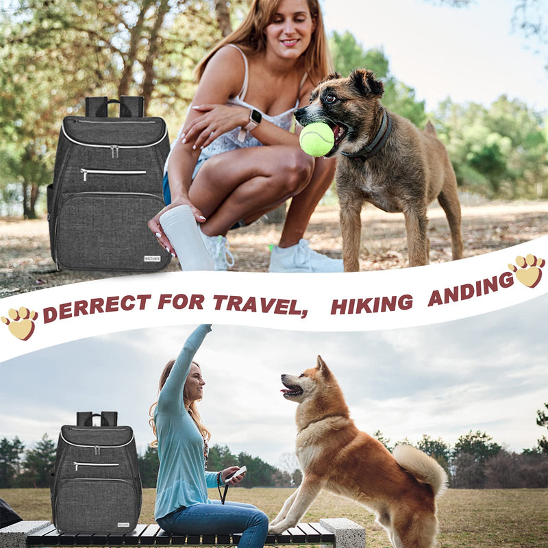 BAGLHER 丨Dog Travel Bag Backpack, Airline Approved Pet Supplies Backpack, Dog Travel Backpack with 2 Silicone Collapsible Bowls and 2 Food Baskets Grey - PawsPlanet Australia