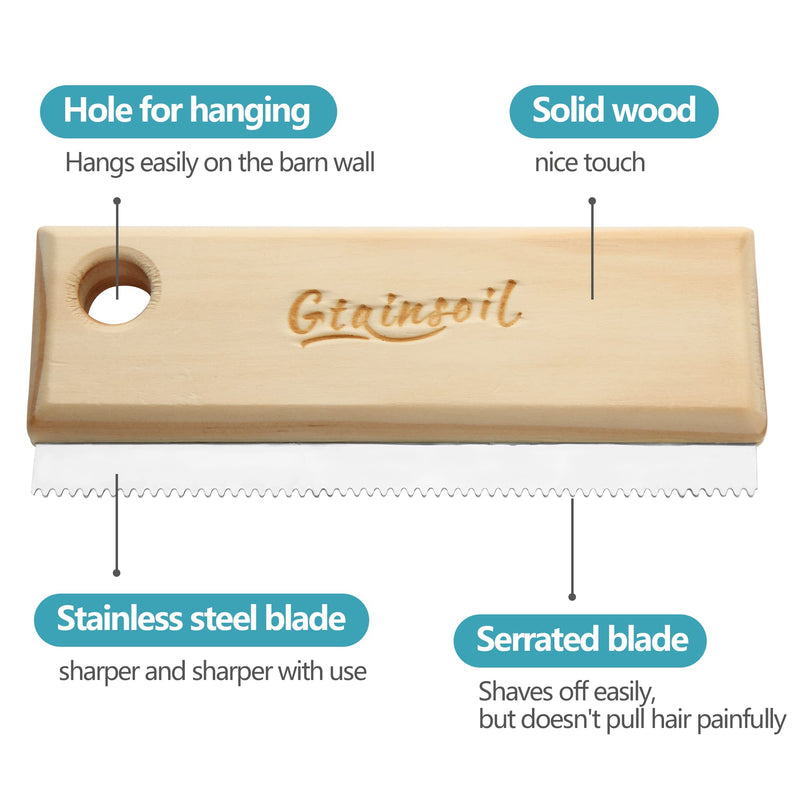 Brush for Shedding - Horse Brush Scraper Shedding Grooming Tool, Dog Undercoat Short Long Hair Brush Comb for Large Pets Horses, Cattle, Cats,Dogs Fur & Dirt,Wooden Handle Stainless Steel Shed Blade - PawsPlanet Australia