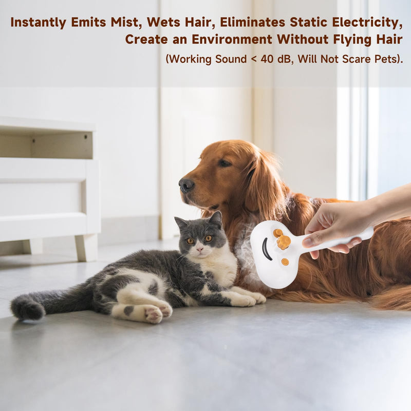 Pet Steam Brush for Dog & Cat – shower bath brush – Steam for Shedding & Grooming Water Brush for Long & Short Haired Pets Spritz Defur Comb 3-in-1 Spray Hair Removal Comb 7.8"-171ML