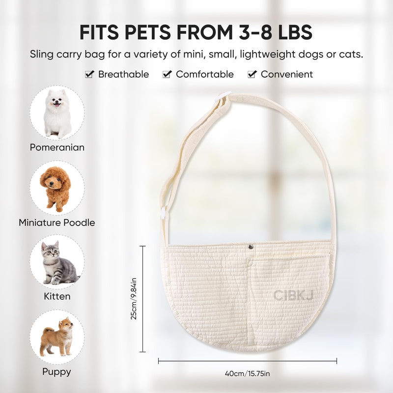 Small Dog Carrier Sling,Dog Slings for Small Dogs,Hand Free Dog Carrier Cat Sling for Outdoor Traveling Subway (White) White - PawsPlanet Australia