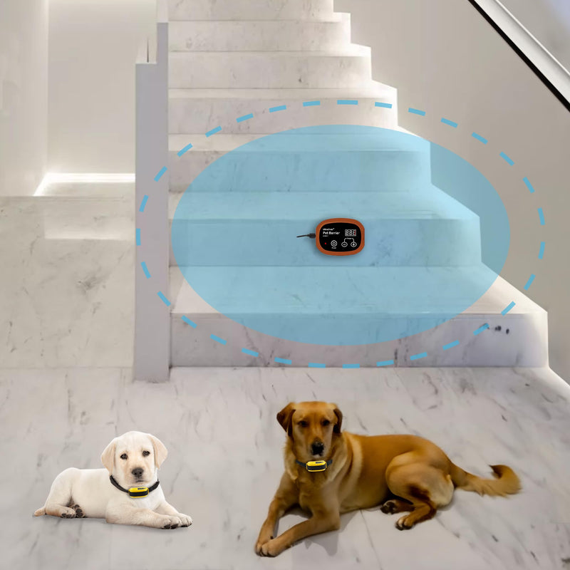Indoor Pet Barrier for Dogs,Wireless Indoor Electric Fence,Pet Gate, Keeps Areas Off Limits,Dog Home Proofing, Waterproof/Rechargeable/Beep/Static Training Collar,Brown Kit - PawsPlanet Australia