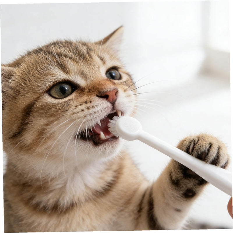 ibasenice Small Toothbrush for Pets with Fine Bristles, Ergonomic Handle, Suitable for Dogs and Cats, Thorough Hard to Access Areas, Durable and Practical for Daily Use