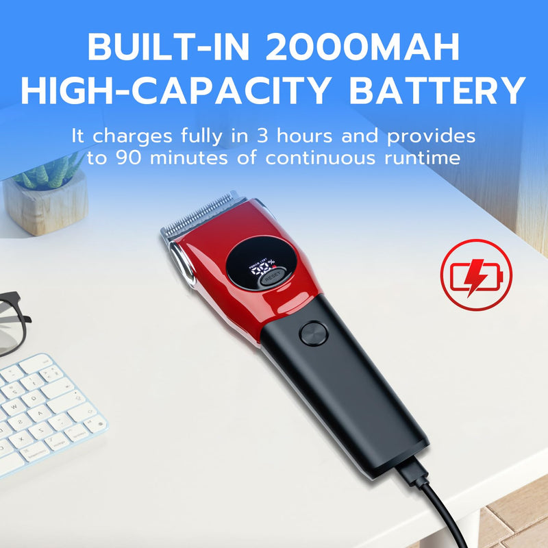 Mcbazel Dog Clippers Grooming Kit, Low Noise Rechargeable Cordless Adjustable Pet Hair Shaver Trimmers Set for Dogs, Cats and Other Pets - Red - PawsPlanet Australia