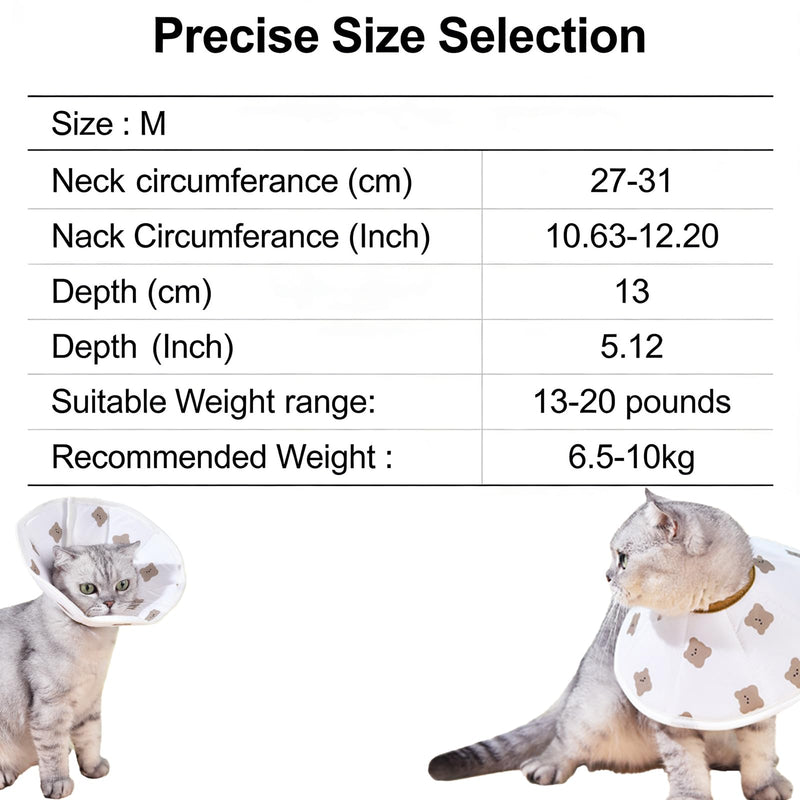 Soft Cat Cone Collar Anti,Adjustable Lightweight Cat Recovery Collar,Protective Cats Neck Cone After Surgery for Small Animal Cats Kittens Puppies After Surgery Grooming(M)