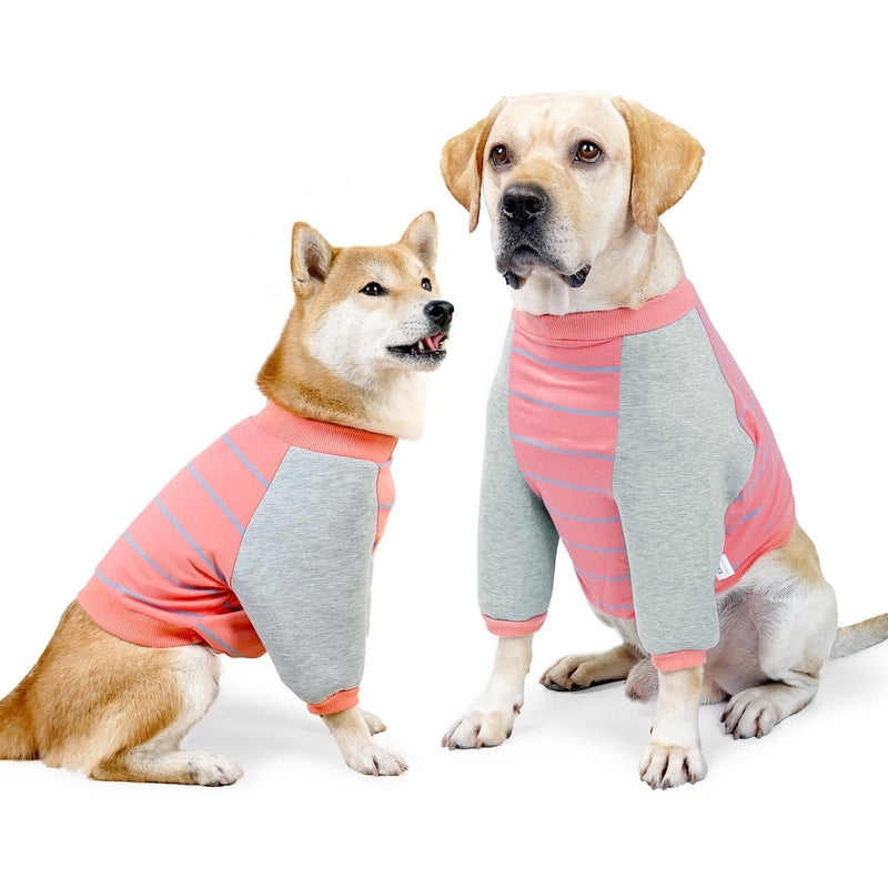 Dog Elbow Protector for Calluses, Post Operative Protection Shirt, Surgery Recovery Suit Clothes, Front Leg Braces Elbow Dysplasia, Cone Collar Alternative for Sprain Arthritis Joint Care, S Pink & Stripe