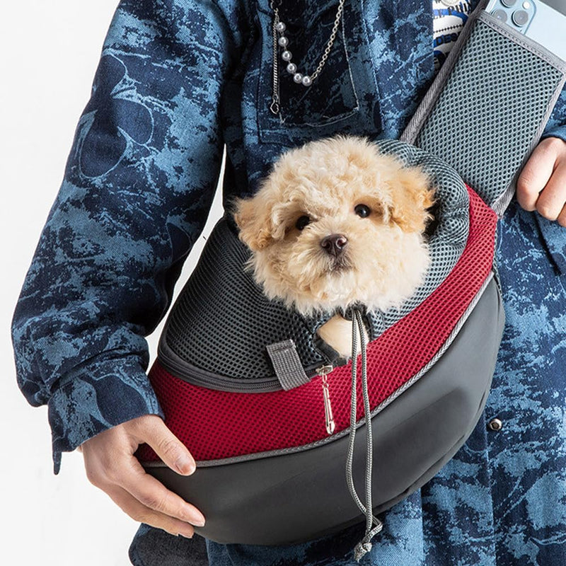 Dog Carrier Sling Front with Adjustable Strap Outdoor Travel Shoulder Pet Bag(Red) - PawsPlanet Australia