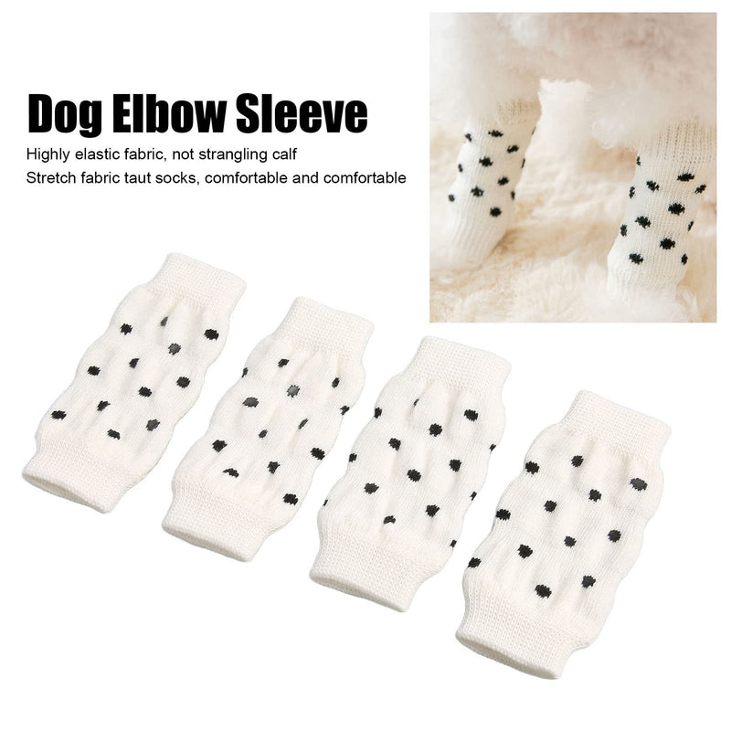 BAOFUYA 4Pcs Dog Leg Warmers, Cute Polka Dot Dog Elbow Protector Knitted Pet Leg Warmers Elastic Pet Leg Hock Protectors for Cold Weather L