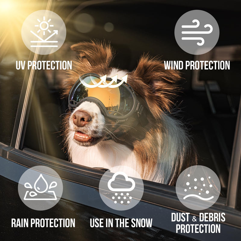 OneTigris Dog Goggles, Dog Sunglasses for Large Dogs with Adjustable Strap UV Protection, Windproof, Suitable for Medium Large Breed, Dogs Eyes Protection (Medium) - PawsPlanet Australia