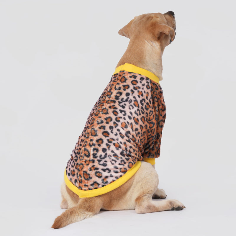 LovinPet Pet Jackets for Large Dogs - Lightweight Warm Pet Coats, Skin-Friendly Flannel Fabric Clothes for Pitbull, Loquat Rough Leopard Prints, Warm Dog Clothes for Pitbull Breeds,Brown 2XL - PawsPlanet Australia
