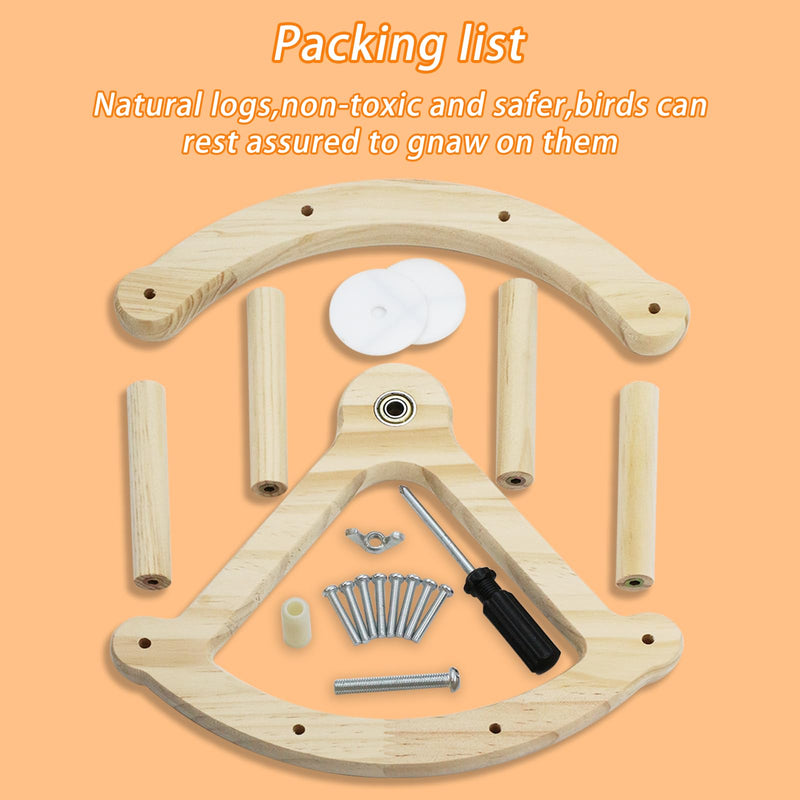 Bird Perch Toy,Wooden Rocking Perch Exercise Wheel, Interactive Bird Intelligence Puzzle for Animals Parrot,Green Cheeks, Baby Lovebird, Chinchilla, Budgie - PawsPlanet Australia