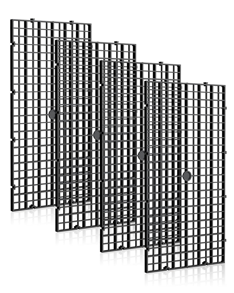 Pawfly 4 Pack Aquarium Fish Tank Divider, Plastic Aquarium Grid Divider, Egg Crate Divider Tray Grid Fish Tank Bottom Isolation Separator for Aquarium Fish and Plants, Black