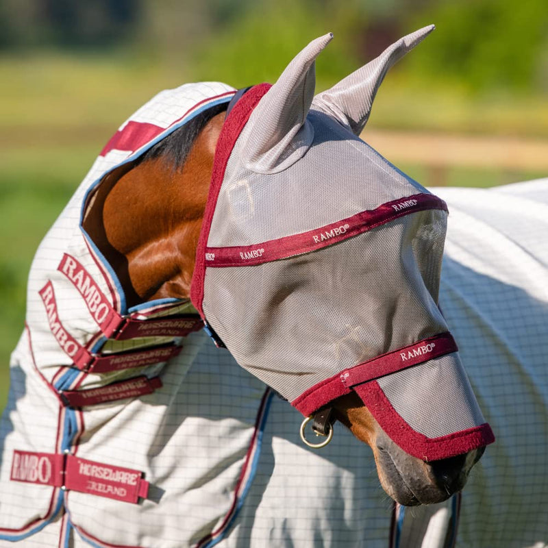 Rambo Rambo Plus Fly Mask Oatmeal/Cherry HORSE