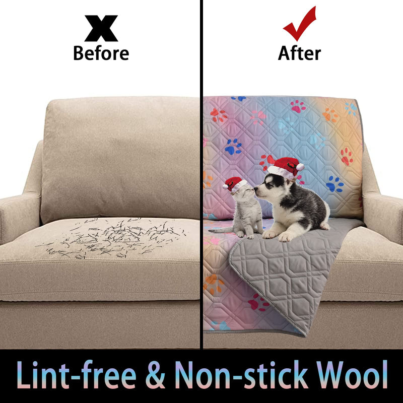 100% Waterproof Dog Bed Cover 52x82 inch Reversible Changing Pad Reusable Camping Mat for Kids/Pet/Dog/Cat Washable Geometric Embroidery Blanket Patchwork Rainbow Dog Paw Printed+Gray 52x82inch - PawsPlanet Australia