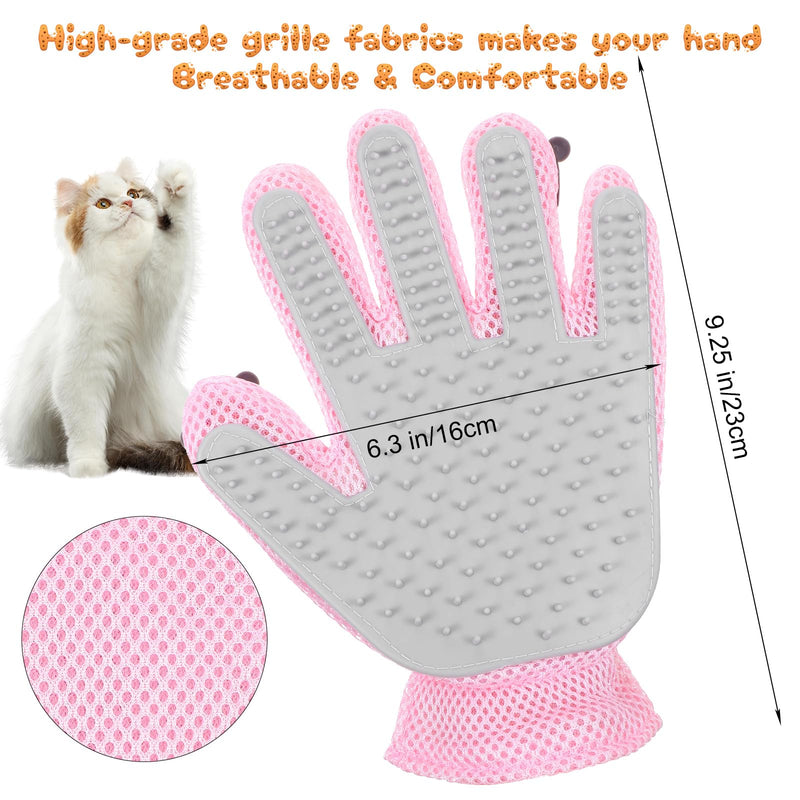 2 in 1 Pet Grooming Glove for Cats & Dogs, Efficient Deshedding Brush Pet Long Short Fur Removal Glove, Gentle Massaging Puppy Kitten Bathing Grooming Brush Tool, Easy Clean Floating Hair Mitt Pink - PawsPlanet Australia