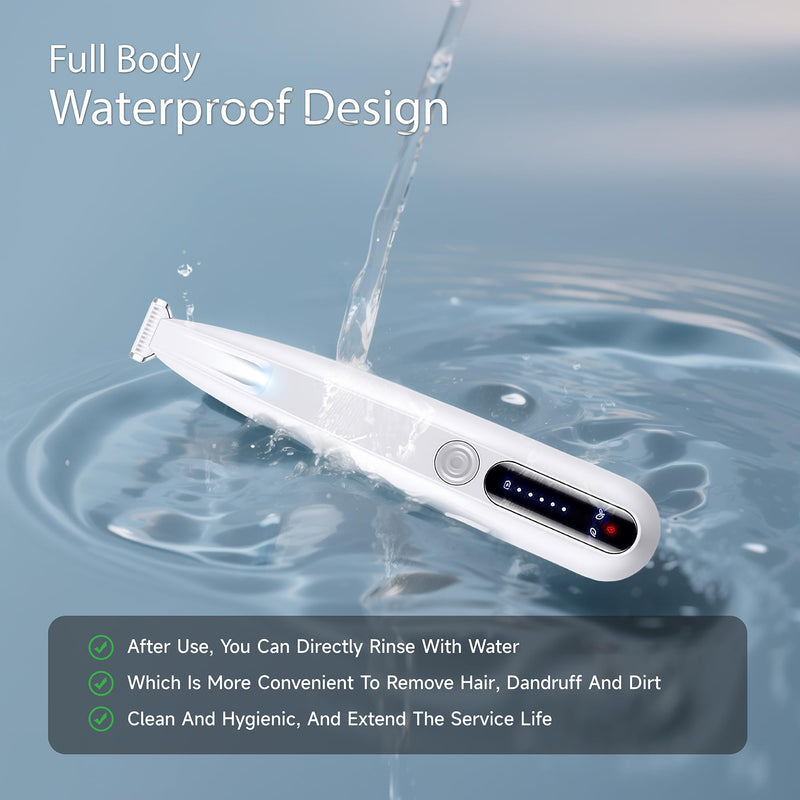 Upgraded Adjustable Speed Pet Trimmer with LED Light, Rechargeable, Waterproof, Low Noise, Portable, Pet Dog and Cat Hair Grooming Trimmer for Trimming Hair Around Pet Paws, Ears, Eyes, and Buttocks