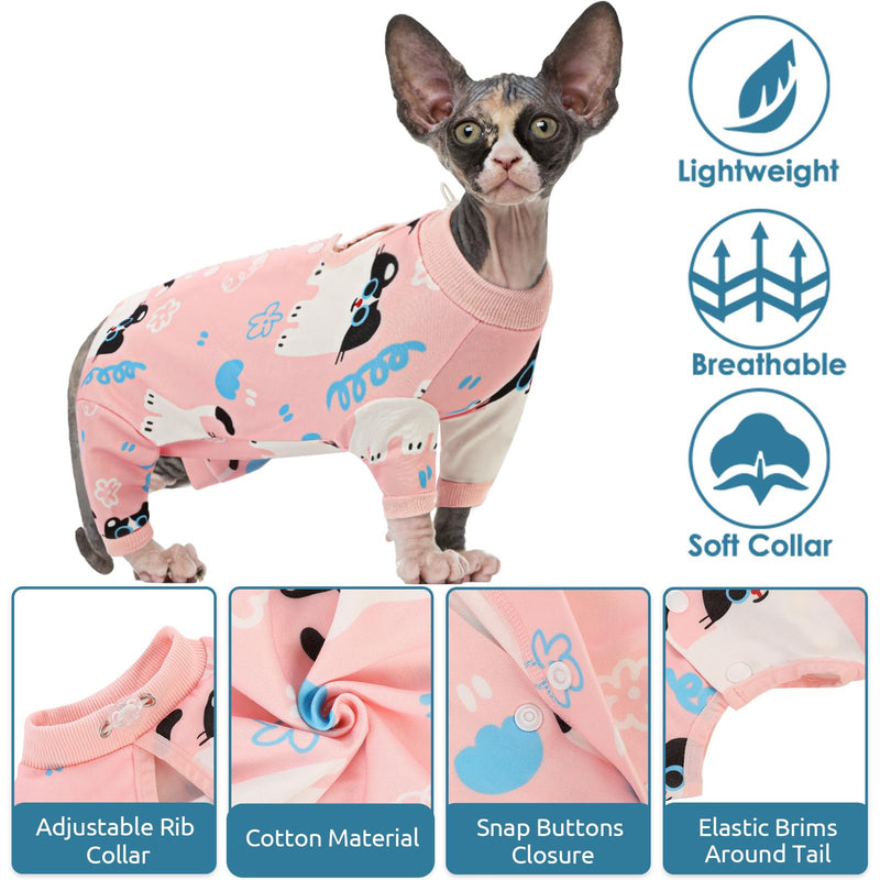 SUNFURA Cat Recovery Suit Full Body Suit, Cat Surgery Recovery Suit Female Kitten Onesie for Cats Anti-Licking, Pet Surgical Recovery Suit with Sleeves, Cat Spay Recovery Suit Male Neuter Pink M Medium