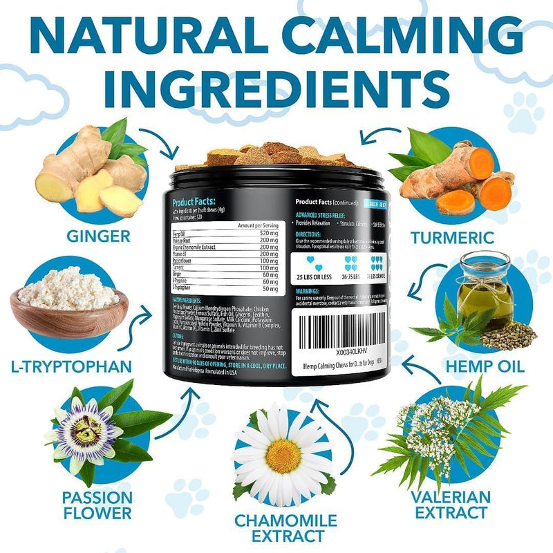 Dog Calming Treats - Helps with Situational Dog Anxiety, Separation, Barking, Stress Relief - Calming Aid for All Breeds & Sizes - PawsPlanet Australia