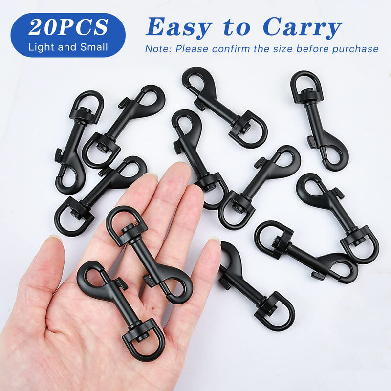 20Pcs Bolt Snap Hooks for Dog Leash Clips, Metal Heavy Duty Swivel Snap Hook Leash Hardware for Linking Dog Collar, Pet Harness, Key Chains, Purse Straps, DIY Project Black-20pcs-0.6*2.56 in - PawsPlanet Australia