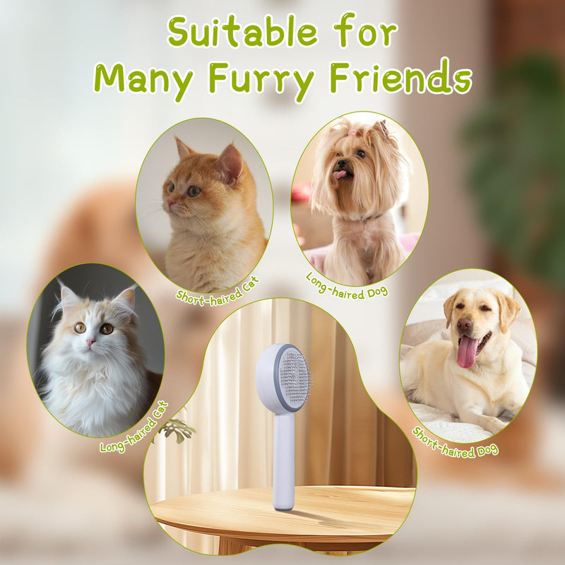 Dog & Cat Hair Brush for Shedding, Self Cleaning Cat Steam Brush for Grooming, Skin Friendly Pet Detangler Spray Dematting, Slicker Brush with Water Tank, Pet Supplies Accessories - PawsPlanet Australia