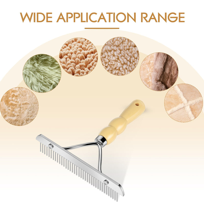 Metal Handheld Carpet Rake for Fluffy Plush, Pet Hair Removal Tool, Reusable Cat & Dog Hair Remover Comb, Brush Scraper Broom for Shag Rugs, Home Cleaning - Efficient Pet Hair Pickup - PawsPlanet Australia