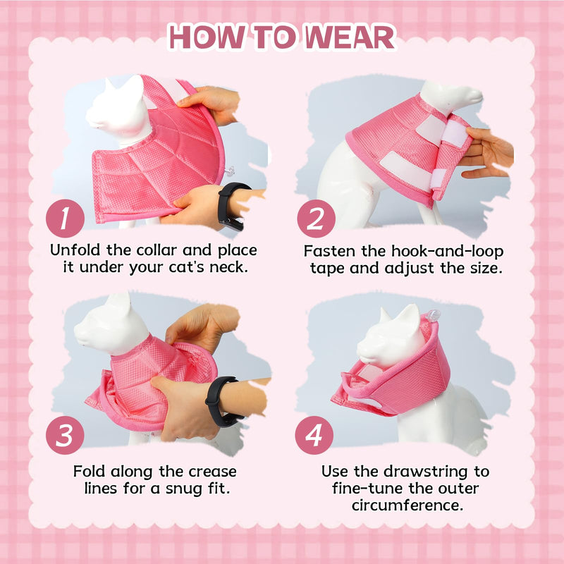 Cat Cone Collar, Soft Cat Cones, Lightweight Pet Recovery Collar For Cats Kittens Puppies After Surgery, Elizabethan Collar To Stop Licking, Adjustable Cat Surgery Collar Anti Scratch Pink M M(9.8-11.8")