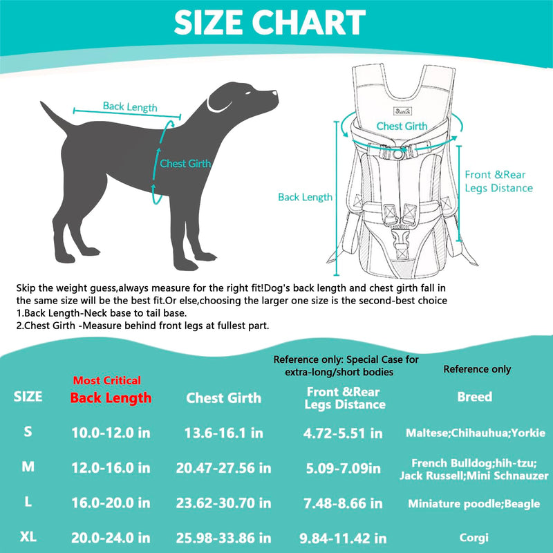 Lukovee Dog Backpack Carrier, Legs Out Easy-fit Dog Front Carrier for Small Medium Dogs, Adjustable Hands Free Dog Chest Carrier for Hiking Cycling (B,Medium) Black - PawsPlanet Australia