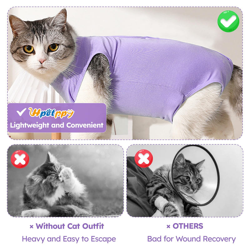 Cat Recovery Suit for Abdominal Wounds or Skin Diseases,Kitten Onesie for Cats After Surgery Wear Surgical Spay Suit for Female Cats Kitten Cone of Shame Alternative-Purple(S) Purple Small - PawsPlanet Australia