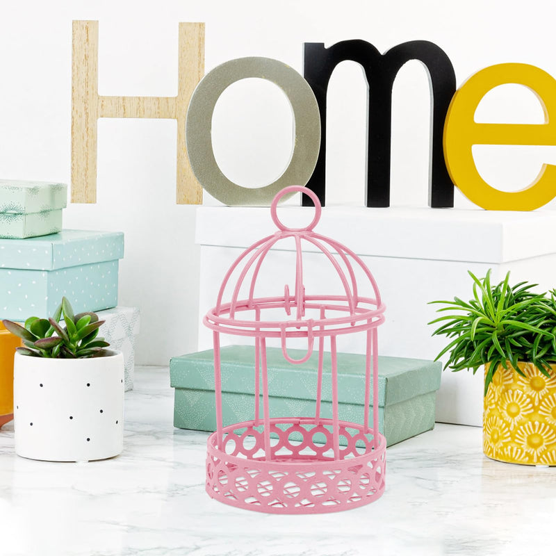 Metal Wall Hanging Bird Cage Mini Desktop Storage Decor Hollow Iron Bird Cage Organizer Home Office Desktop Decor 3pcs Tealight Holder - PawsPlanet Australia