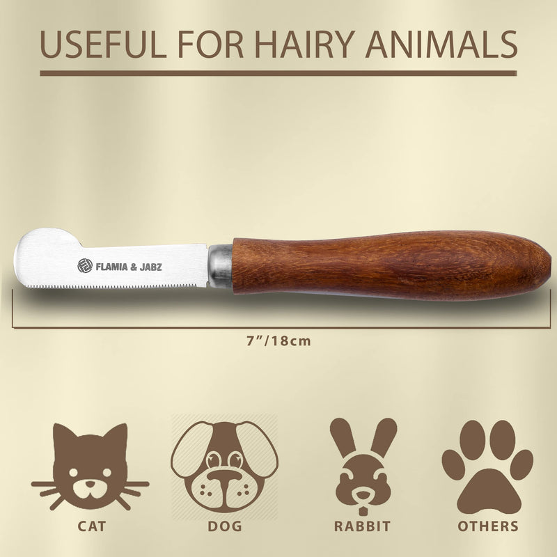 Professional Stripping Knife for Dogs & Pets, Round Wooden Handle Grip with Stainless Steel Blade (Extra-fine, Right handed) - PawsPlanet Australia