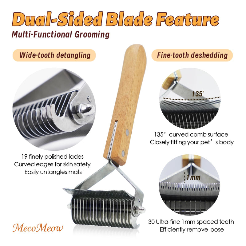 3 in 1 Undercoat Rake for Cats- Professional Pet Dematting & Deshedding, Efficiently Remove Loose Hair & Matted Fur, Professional Shedding Comb for Indoor & Long Haired Cats Dogs - PawsPlanet Australia