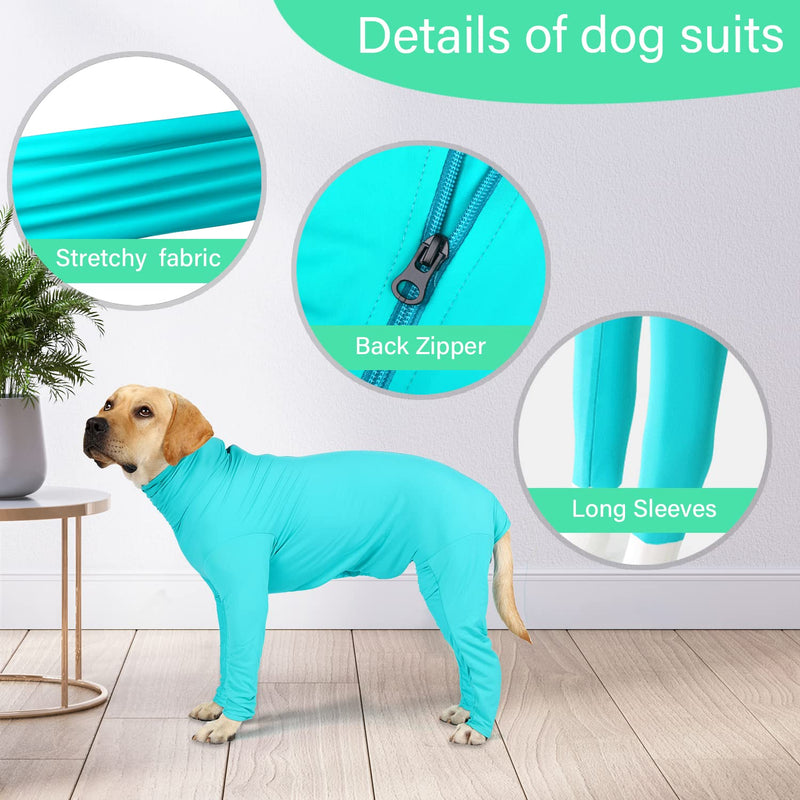 Etdane Dog Onesie After Surgery Pet Surgical Recovery Suit Anti Shedding Bodysuit for Female Male Dog Long Sleeve Claming Pajamas with Legs Blue/XXL XX-Large