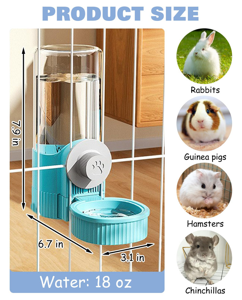 BNOSDM Rabbit Water Dispenser for Cages, 18oz 2 Pack Gravity Guinea Pig Water Bottle No Drip, Hanging Bunny Water Feeder for Chinchillas Hamsters Ferrets Squirrels (Blue) Blue 2Pcs Water Bottle - PawsPlanet Australia
