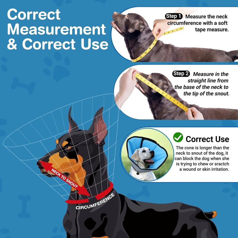 Dog Cone Collar for Dogs After Surgery Extra Long, Adjustable Comfy Dog Elizabethan Pet Collar Cone for Large Dogs Anti-Lick Protective Wound (L (Neck Girth: 16.1-19.7in)) L (Neck Girth: 41-50cm) - PawsPlanet Australia