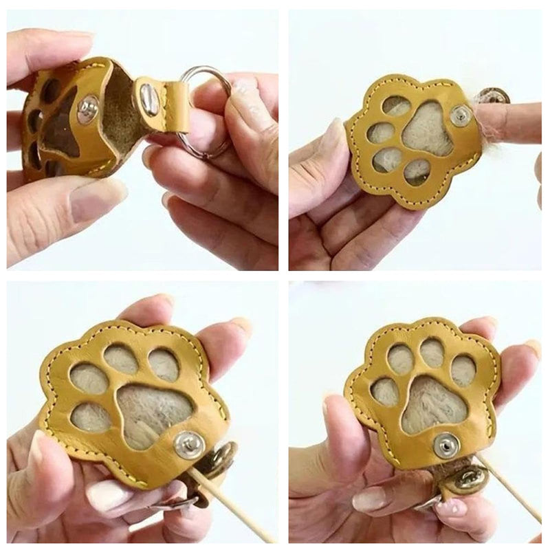 Cat & Dog Hair Keychain - Paw Shaped Leather Memorial Keepsake for Dog Cat Fur Storage, Pet Fur Keepsake Collector with Refillable Capsule (3PCS) 3PCS - PawsPlanet Australia