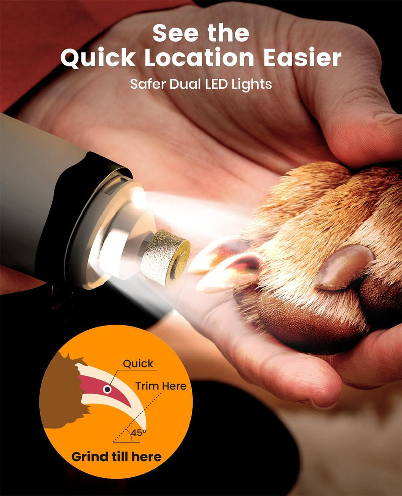 oneisall 2 in 1 Quiet Paw Trimmer and Dog Nail Grinder with LED Lights, 35dB Dog Paw Grooming Kit Rechargeable Cordless Pet Clipper - PawsPlanet Australia