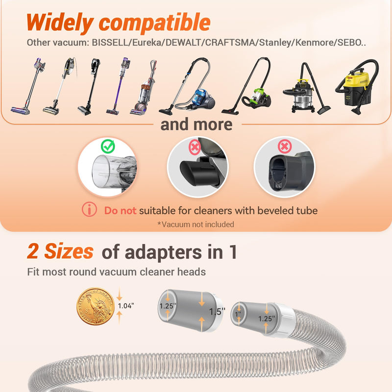 Afloia Dog Brush Vacuum Attachment - Pet Grooming Tool for Dogs & Cats (Vacuum Not Included), Compatible with 1-1.5" Round Port Vacuums (Dyson,Bissell,Eureka,Dirt Devil), with Extension Hose M 3.0 - PawsPlanet Australia