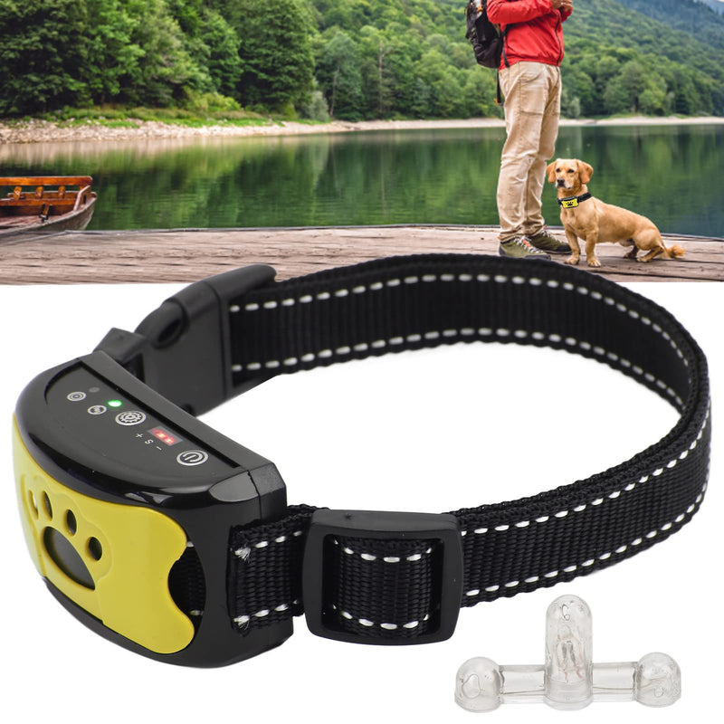 Anti Dog Bark Collar, Dog Barking Collar, USB Rechargeable Vibration Intelligent Recognition Training Collar 7 Sensitivity (Lemon Yellow) - PawsPlanet Australia
