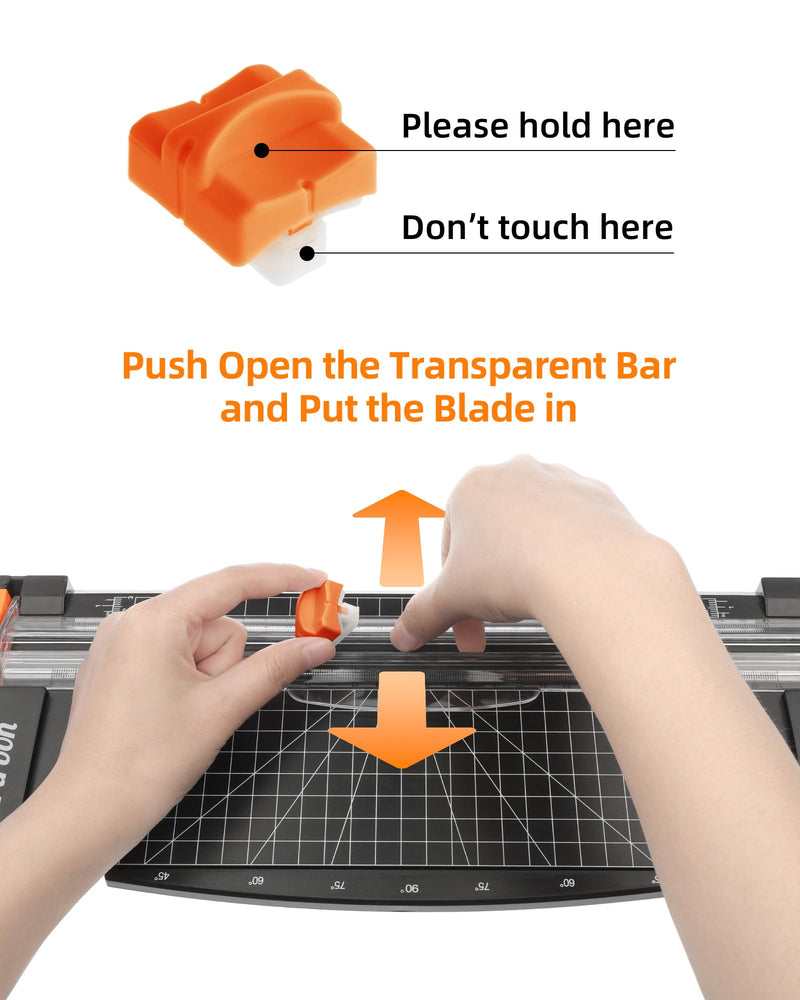 Firbon 2Pcs Refill Blades for A4 A5 Paper Cutter, Spring-Loaded Safeguard Design Replacement Blade for Paper Trimmers (Orange) Orange