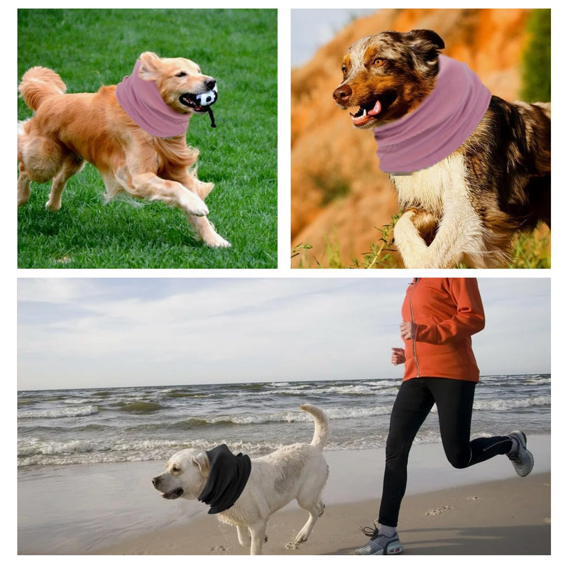 2 Pcs Dog Ear Defenders, Dog Ear Muffs Noise Protection, Anxiety Relief Protector, Winter Neck Warm Ski Mask (Pink, Black)