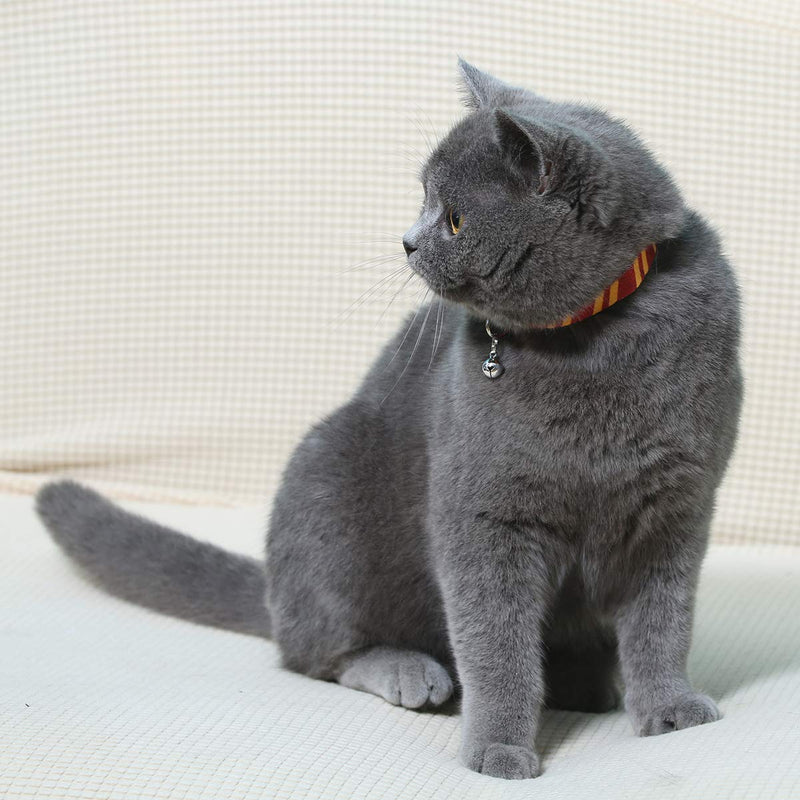 2PCS Cat Collar Safely Breakaway Magic Stripe Pattern Adjustable Kitty Collars with Cute Bell for Cats Kitten (Red) - PawsPlanet Australia