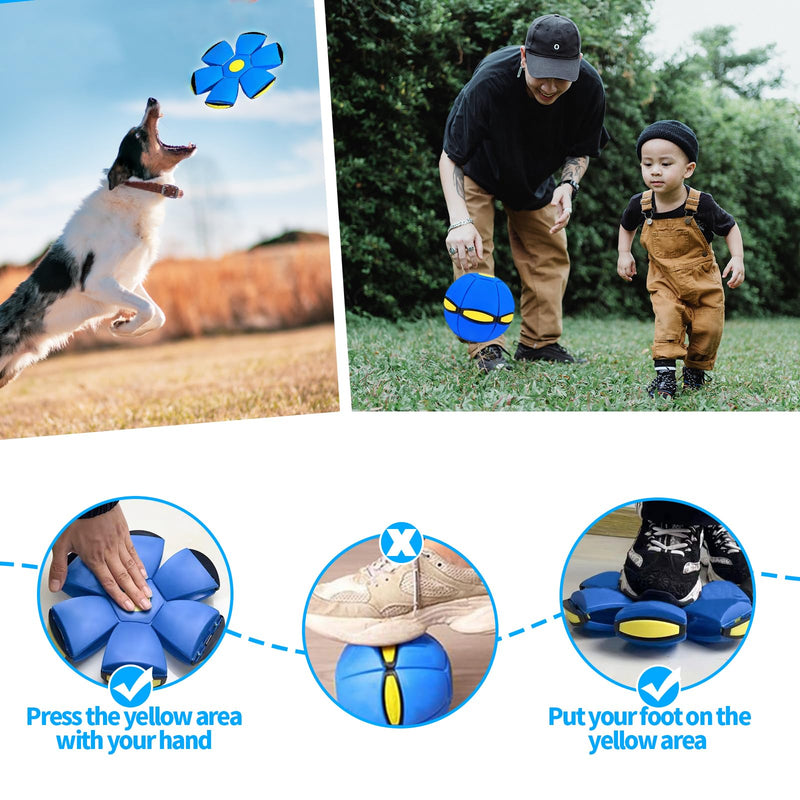 2PCS Dog Flying Disc Toy, Pet Toy Flying Saucer Ball with 3 Light for Dogs, Flying Saucer Ball Dog Toy Outdoor Toy Doggy Disc Ball, Outdoor Games - PawsPlanet Australia
