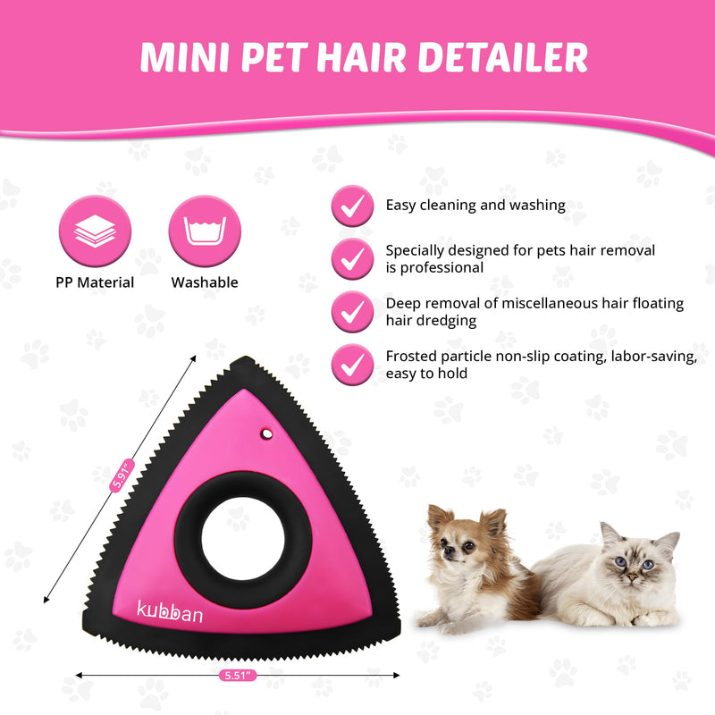 Mini Pet Hair Remover Dog Hair Remover Cat Hair Remover Triangle Car Detailing Pet Hair Remover for Couch Pet Hair Remover for Carpet Car Detailing Interior Couch Bed Furniture Lint (Pink) Pink - PawsPlanet Australia