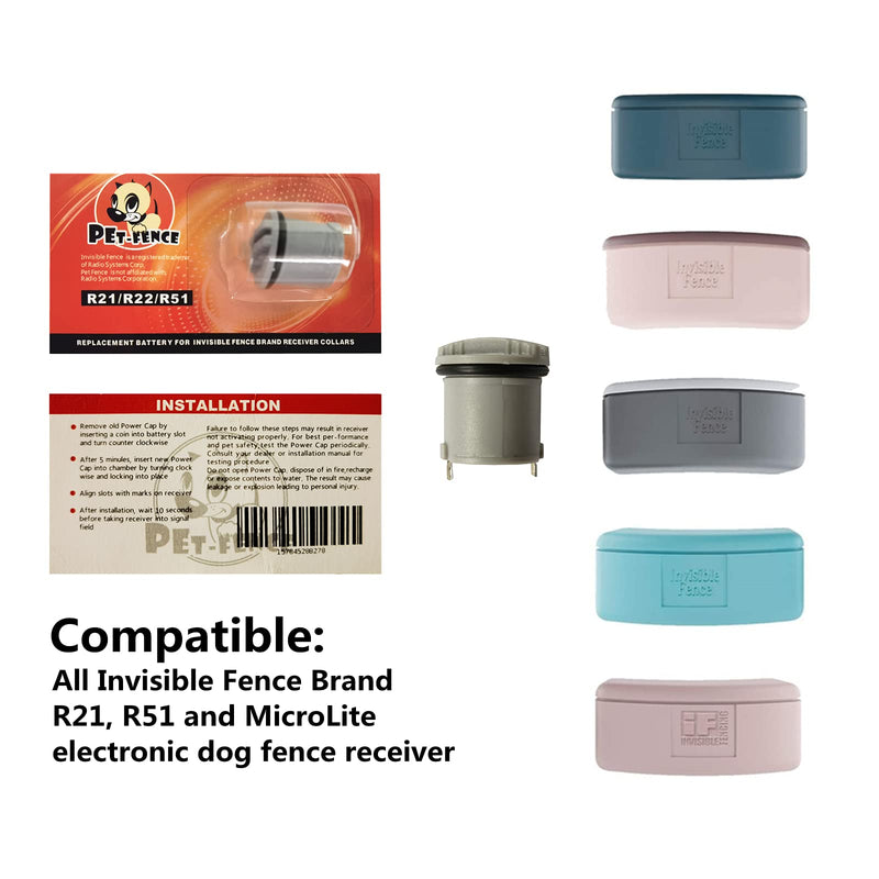 PET-Fence Dog Collar Batteries, Compatible with Invisible Fence Batteries, R21 R22 R51 Dog Collar Fence Battery, Latest Production Date(5 Pack) - PawsPlanet Australia