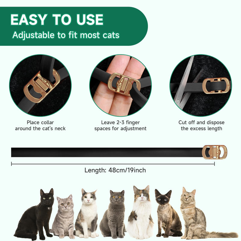 Woyamay 4 Pack Flea Collar for Cats, Cat Flea and Tick Treatment, 32-Month Flea and Tick Prevention for Cats, Waterproof Cat Flea Collar, Adjustable Cat Flea and Tick Collar for Cats Kittens, Black