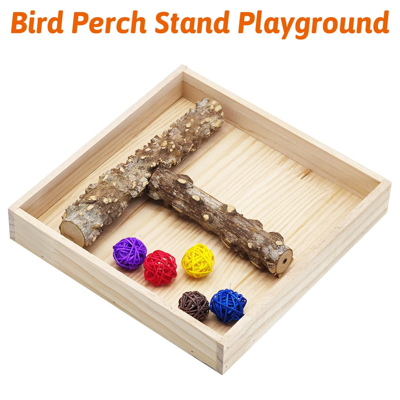BNOSDM Portable Bird Perch Stand with Potty Tray, Natural Wood Tabletop Training Gym Parrot Playground Toy for Budgies, Cockatiels, Lovebirds,Conures 1. T-Shaped Bird Stand