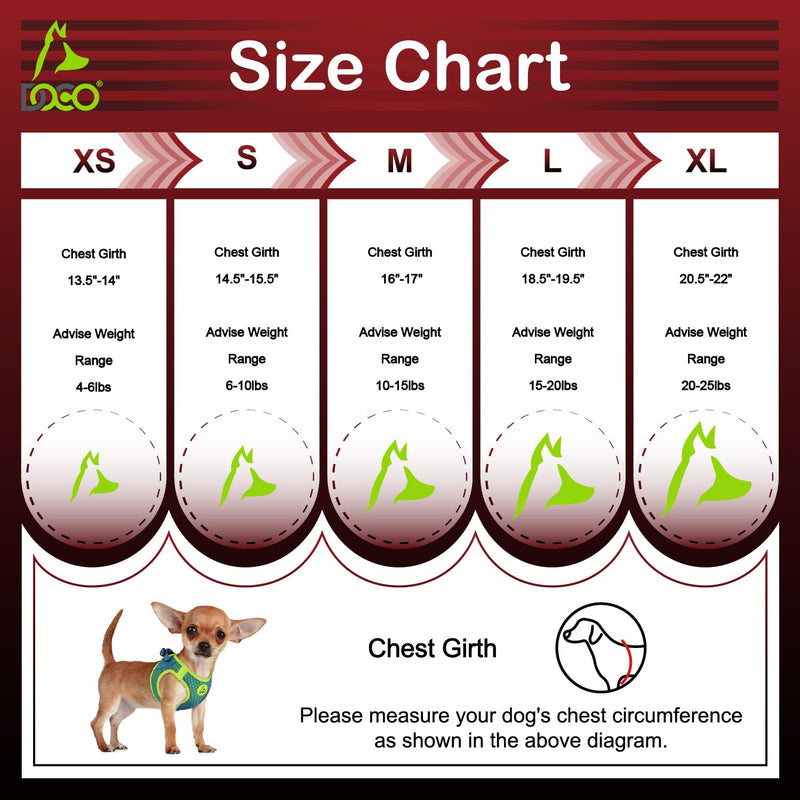DOCO Dog Harness for Small Sized Dog - Athletica Adjustable, No Pull, No Choke, Puppy Vest Lightweight Air Mesh, Reflective, Puppy Essentials – Turquoise, X-Small (Chest 13.5"-14.", Weight 4–6 lbs) X Small (Chest: 13.5-14") - PawsPlanet Australia